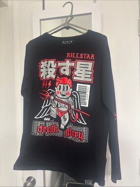 Killstar Black Long Sleeve Tee with Red and White Graphic